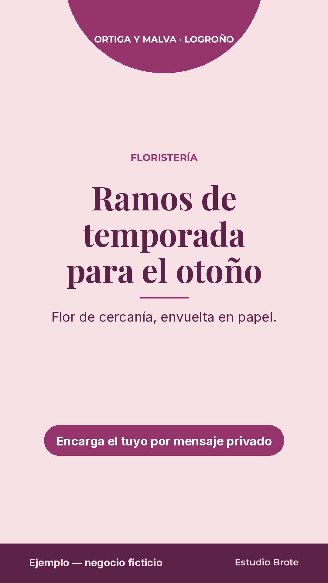 Historia de ejemplo para Ortiga y Malva, floristería ficticia en Logroño